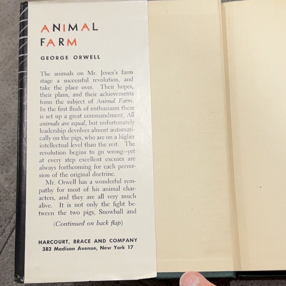 Animal Farm George Orwell 1946 1st Edition book of month HC DJ Harcourt Brace - Picture 5 of 16